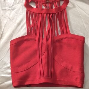 Bebe Red Strappy Crop Top